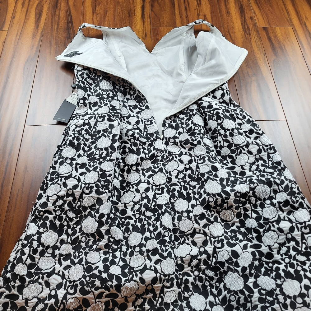 Adrianna Papell Floral Jacquard Fit and Flare Dress Size 14 New With Tags - Picture 7 of 11